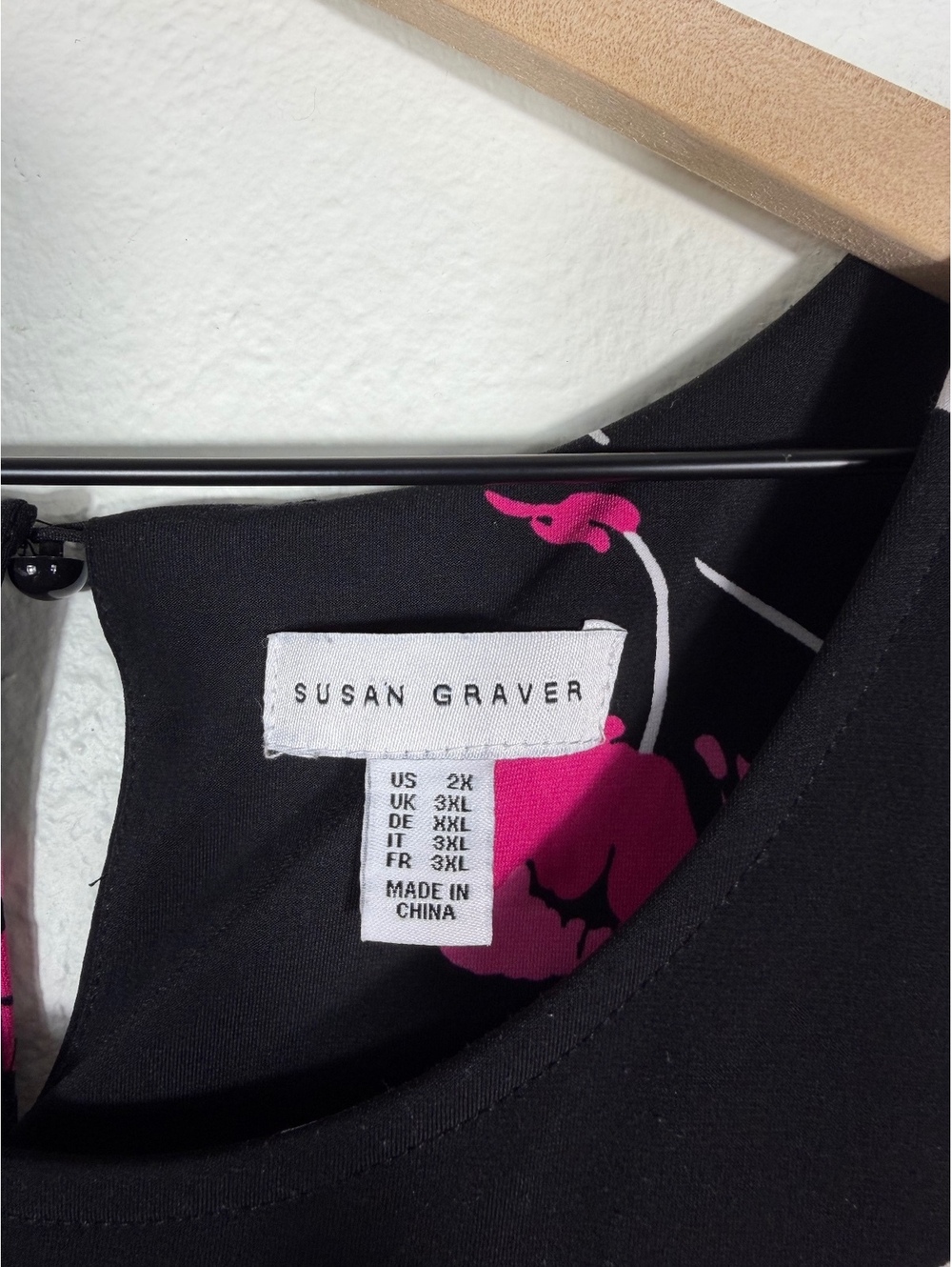 Susan Graver Black Pink Floral Sleeveless A-Line Midi Dress Size 2X - Picture 2 of 6